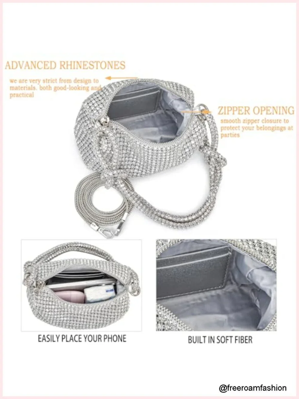 Rhinestone Evening Handbags Sparkling Crystal Purse Daily Casual Shoulder Bag